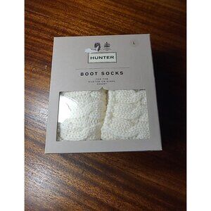 Hunter Boot Socks Women's Size Large (7-9) New in Box White Knit Short